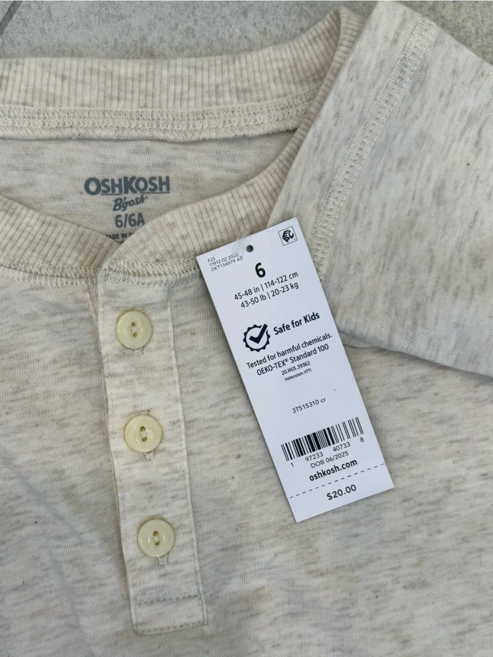 OshKosh B'gosh Cream Henley Shirt for Boys